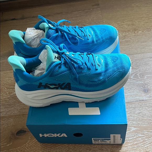 Hoka M Clifton 10 Men’s 9 skyward blue running sneakers shoes preowned - Picture 2 of 12